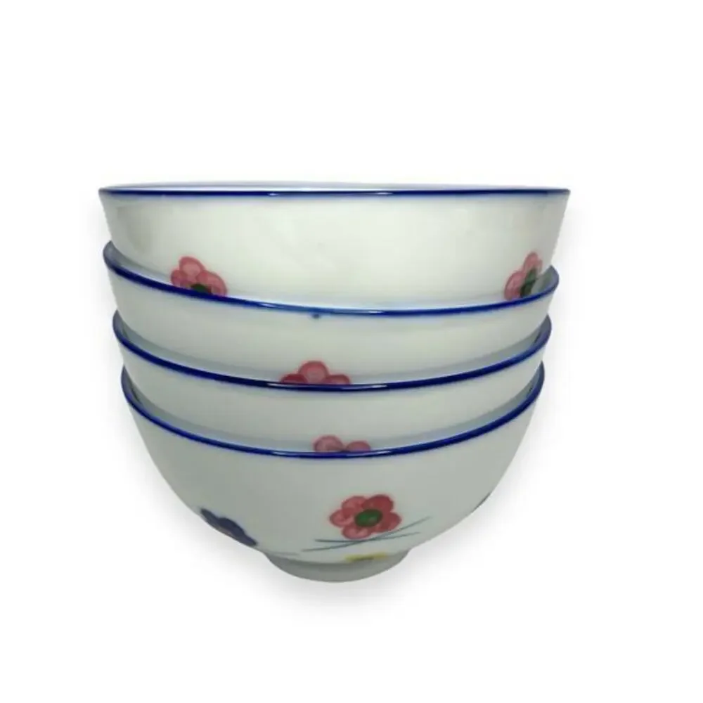 MISTY ROSE Floral Rice Bowls Set of‎ 4